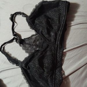 Auden black lace, lightly lined racer back bralette. Size M.